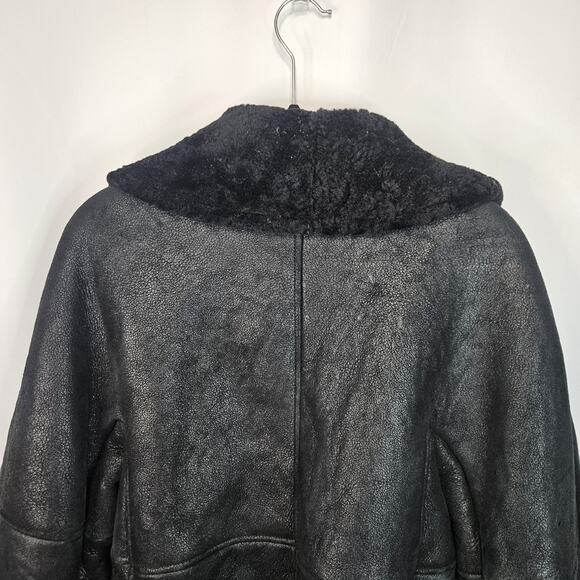 Vintage Leon Max Black Shearling Short Coat Open Short Jacket Womens M/L Y2K - Picture 8 of 11